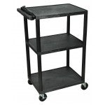 Luxor LP42E-B Presentation AV Cart, 3 Shelves - SidneyShowCases